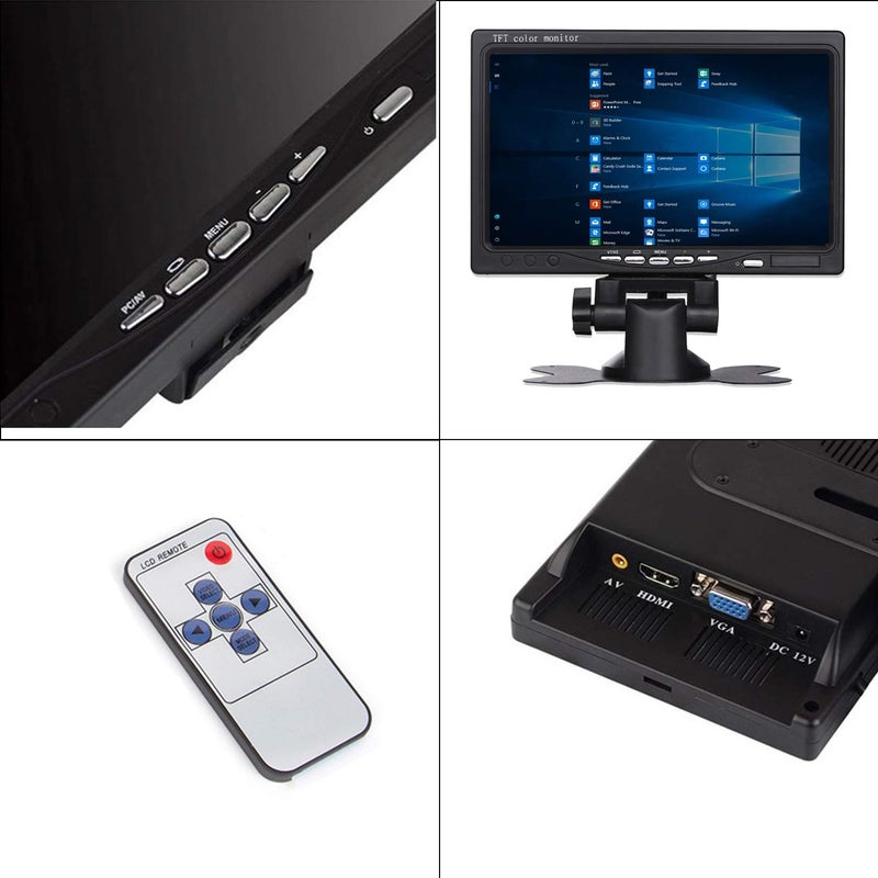 Yasoca 7 Inch Monitor HDMI - 1024x600 HD TFT LCD Screen Display AV VGA Input Built in Speaker for Raspberry Pi 3 Model B+ 3B CCTV Computer PC DVR Car - Image 5